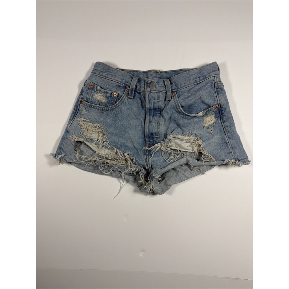 Levi's Premium Jeans 501 Women's 26 Distressed Cut Off Button Light Wash